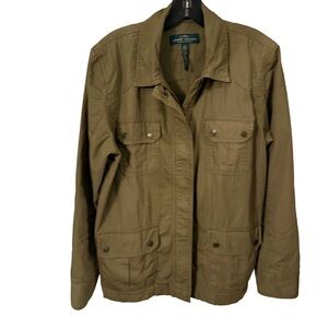 Lauren Ralph Lauren Women’s Army Green Utility Jacket Zip Close Pockets Sz L